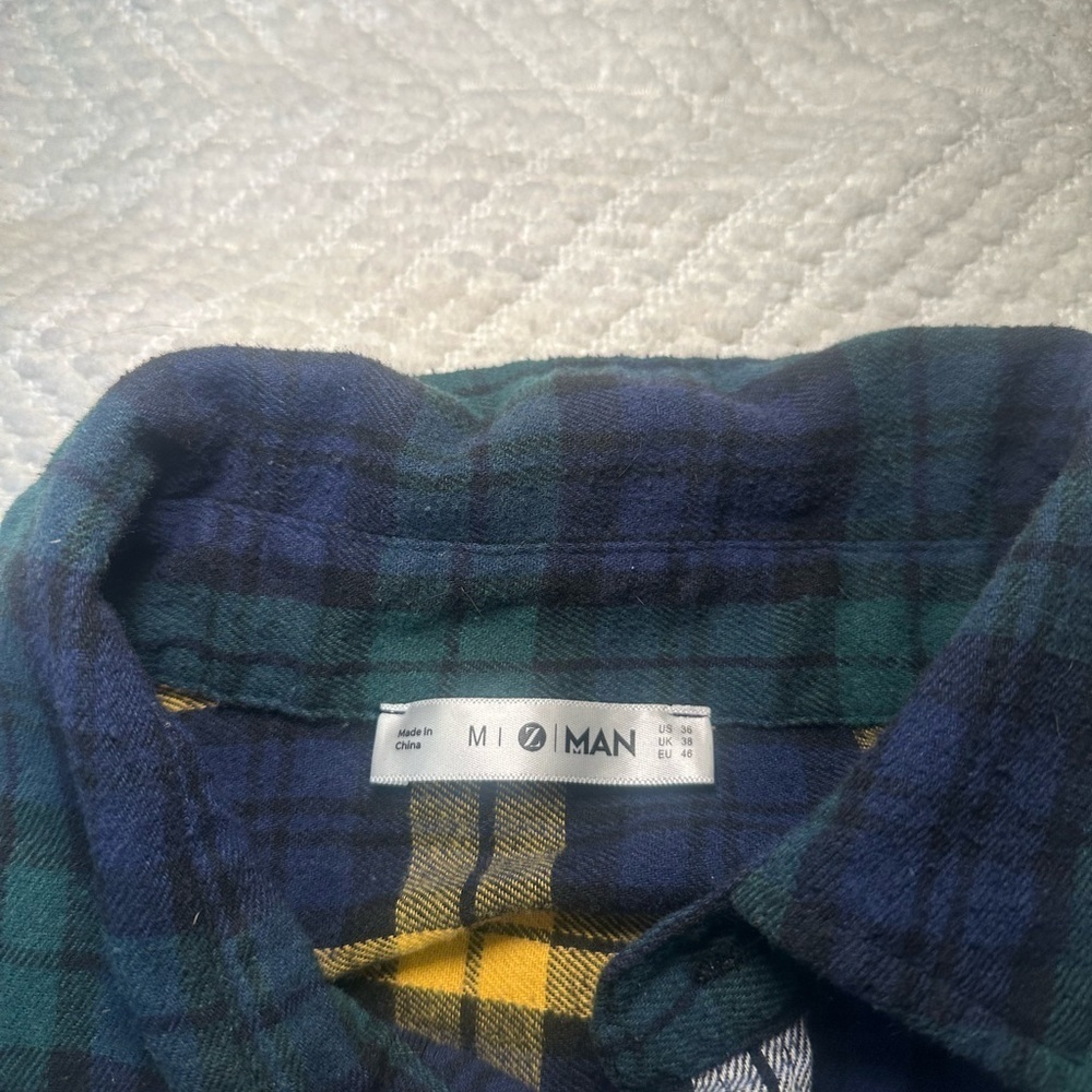 Men's Plaid Patchwork Shirt Flannel - Picture 4 of 5